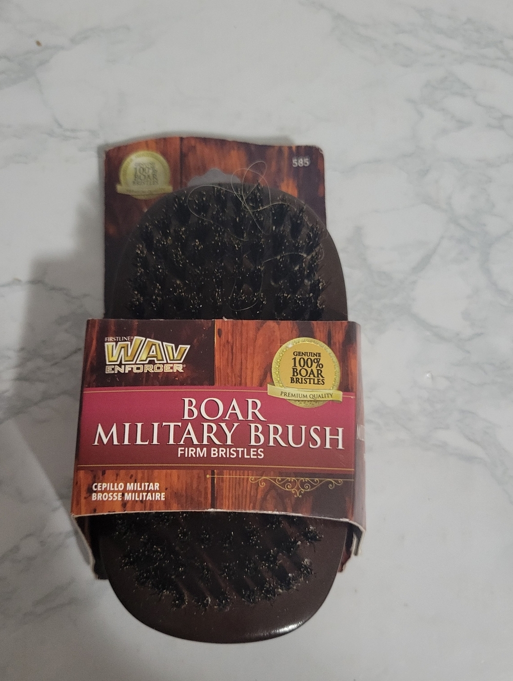 WAV Enforcer Boar Military Brush - Dark Brown Firm Bristles. New in package